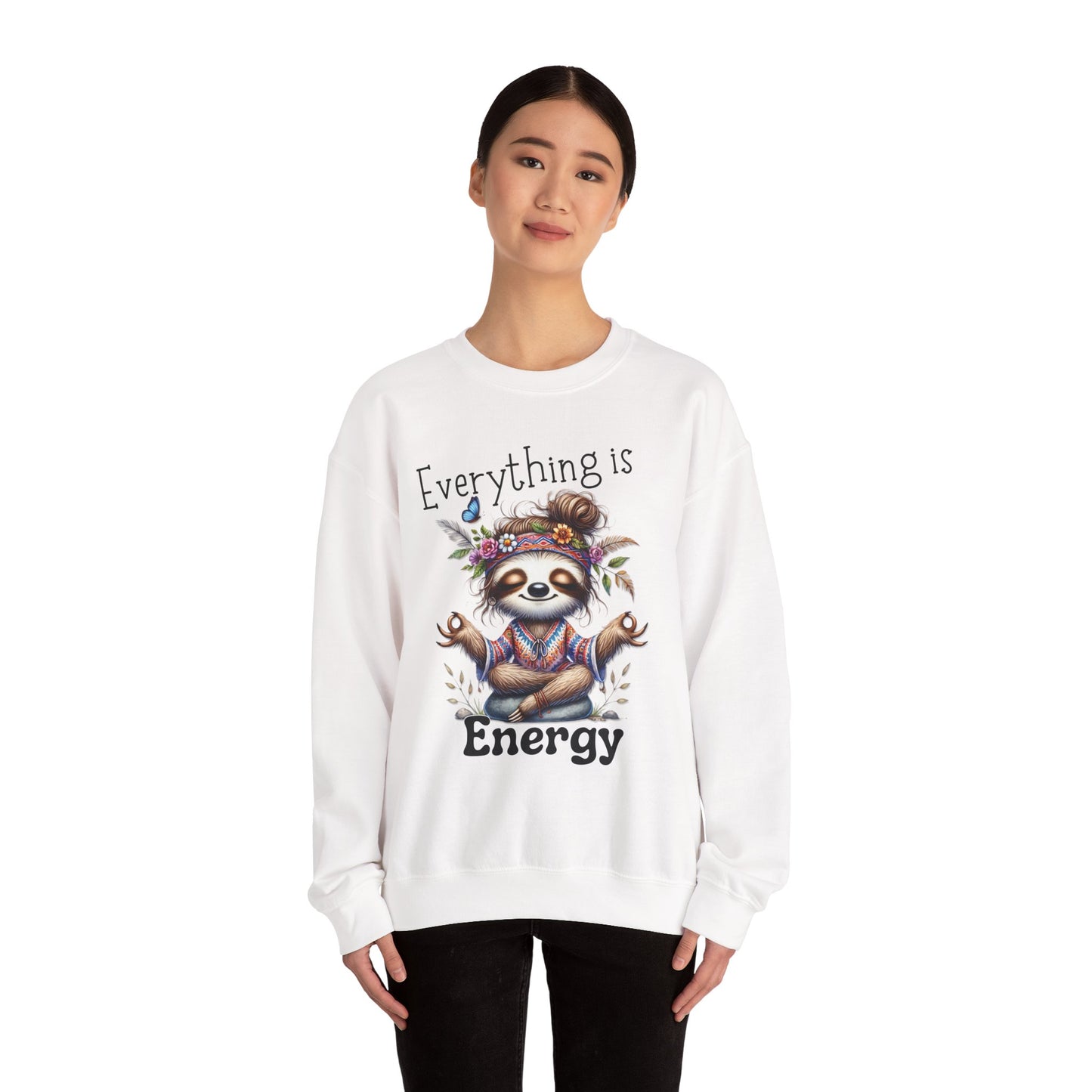 Everything is Energy Sloth Sweatshirt, Cute Animal Sweater, Gift for Nature Lovers, Cozy Crewneck for All Seasons, Mindfulness gift for her