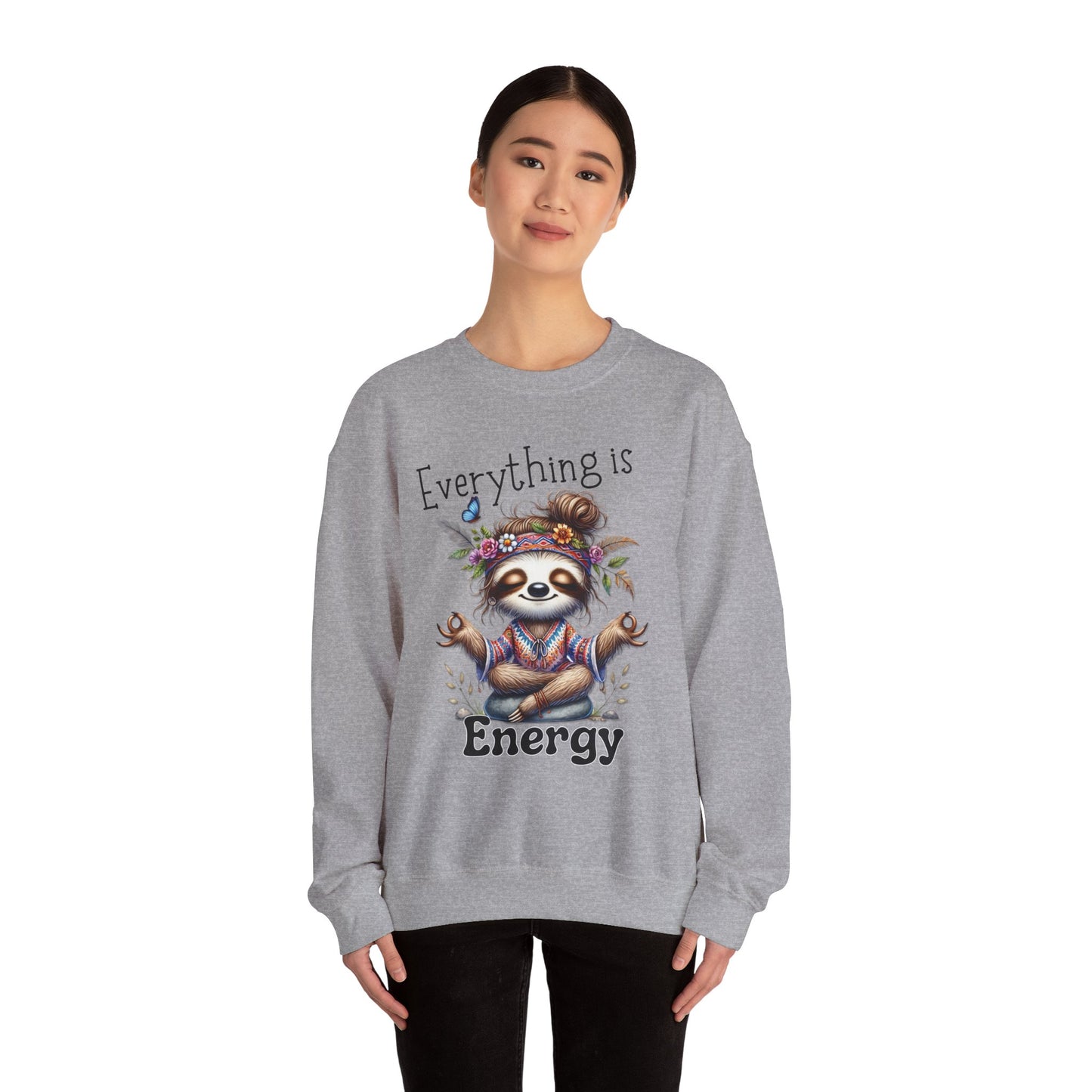 Everything is Energy Sloth Sweatshirt, Cute Animal Sweater, Gift for Nature Lovers, Cozy Crewneck for All Seasons, Mindfulness gift for her