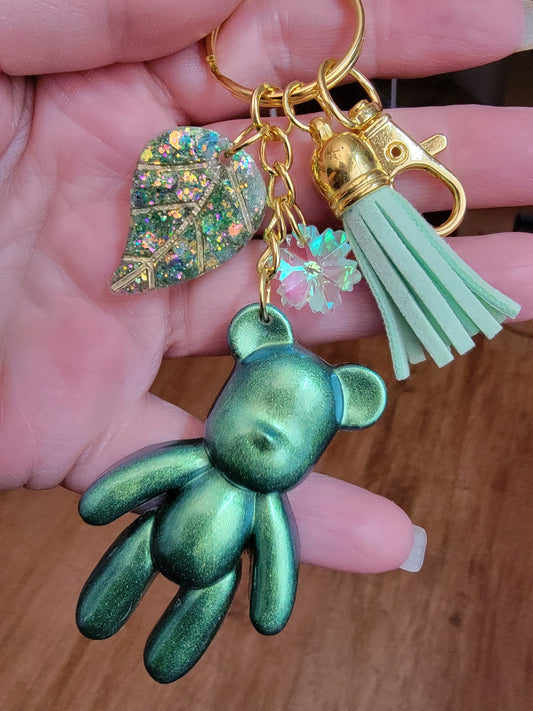 Eco green handmade keyring, handmade keychain, key holder, keychain cute, gift for teen