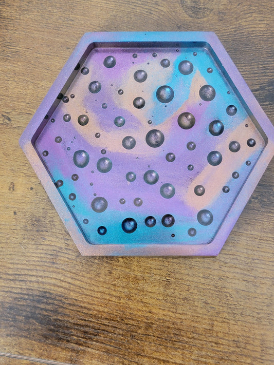 Hexagon raindrop jewelry trinket dish, jewelry holder, vanity home decor, trinket tray.