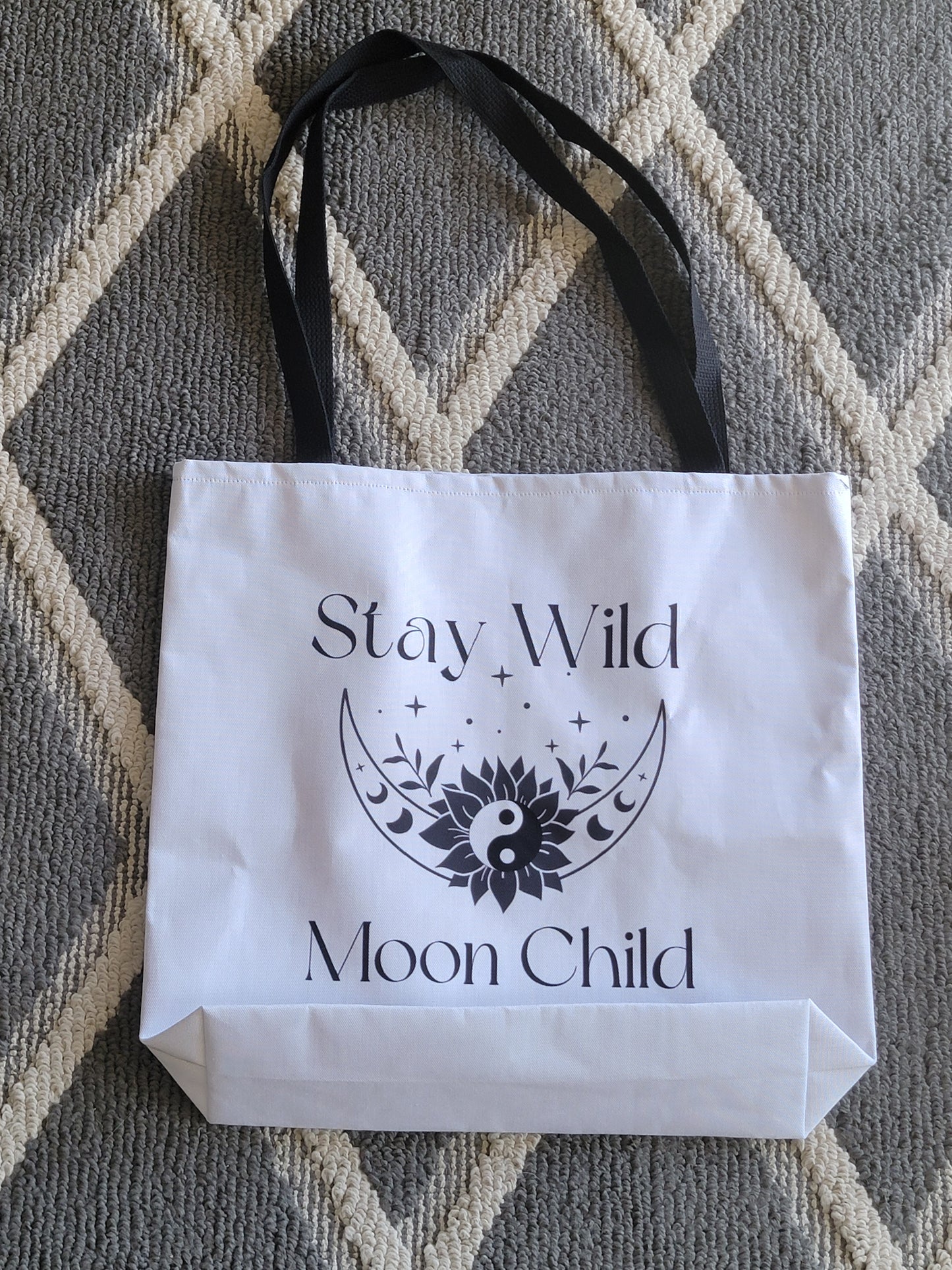 Stay wild moon child travel tote Bag, trendy tote bag, work tote bag, books tote bag
