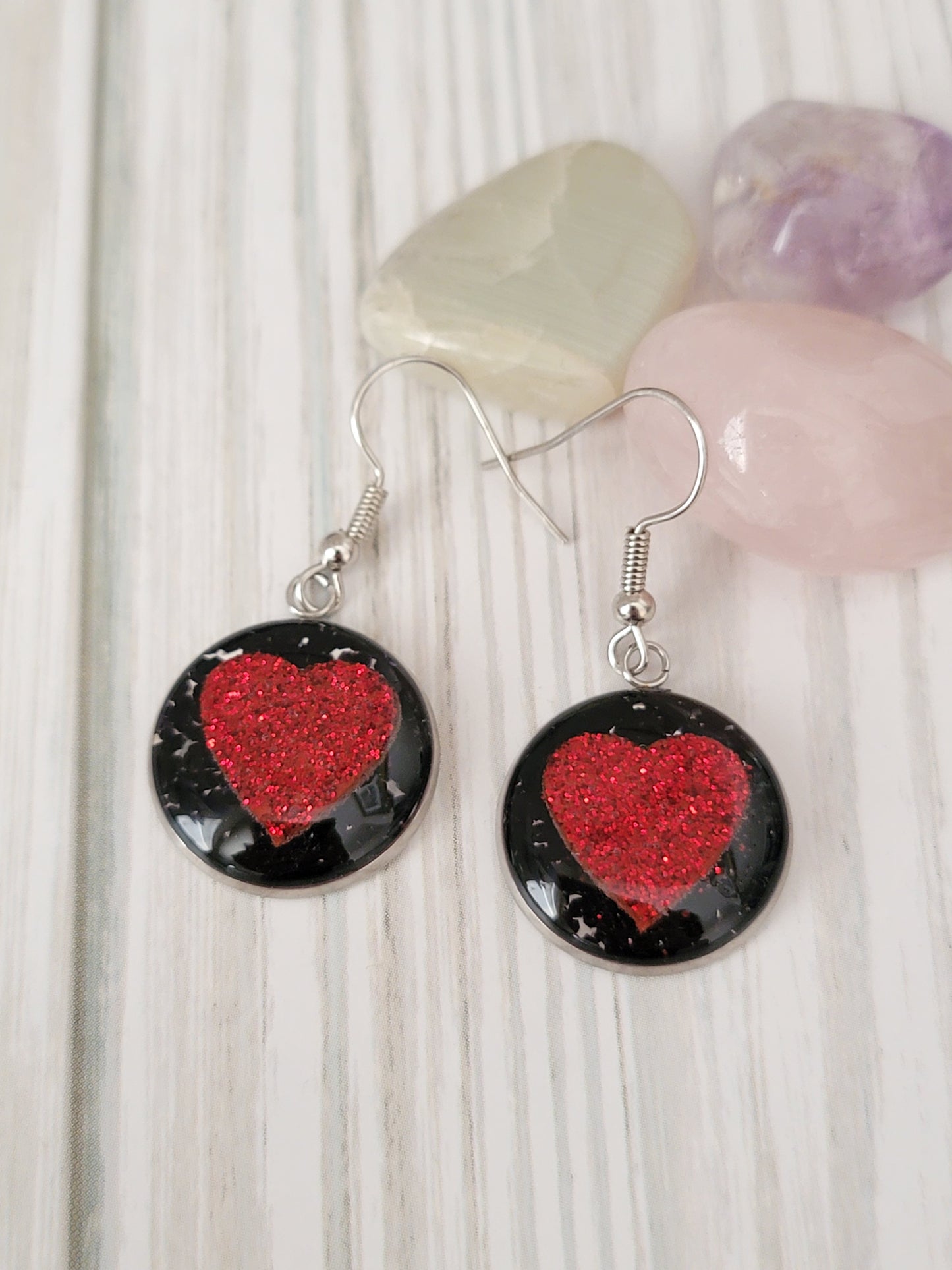 Heart love dangle drop minimalist simple hook earrings, cute jewelry, Valentine's Day, gifts for her