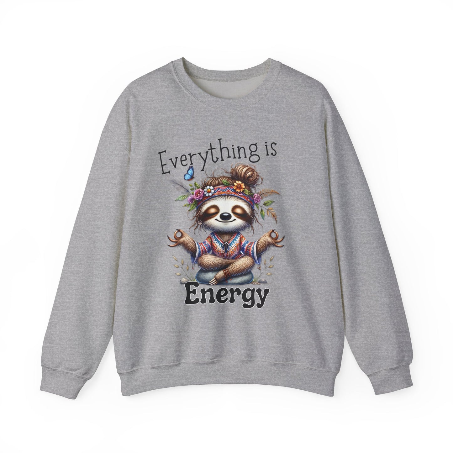 Everything is Energy Sloth Sweatshirt, Cute Animal Sweater, Gift for Nature Lovers, Cozy Crewneck for All Seasons, Mindfulness gift for her
