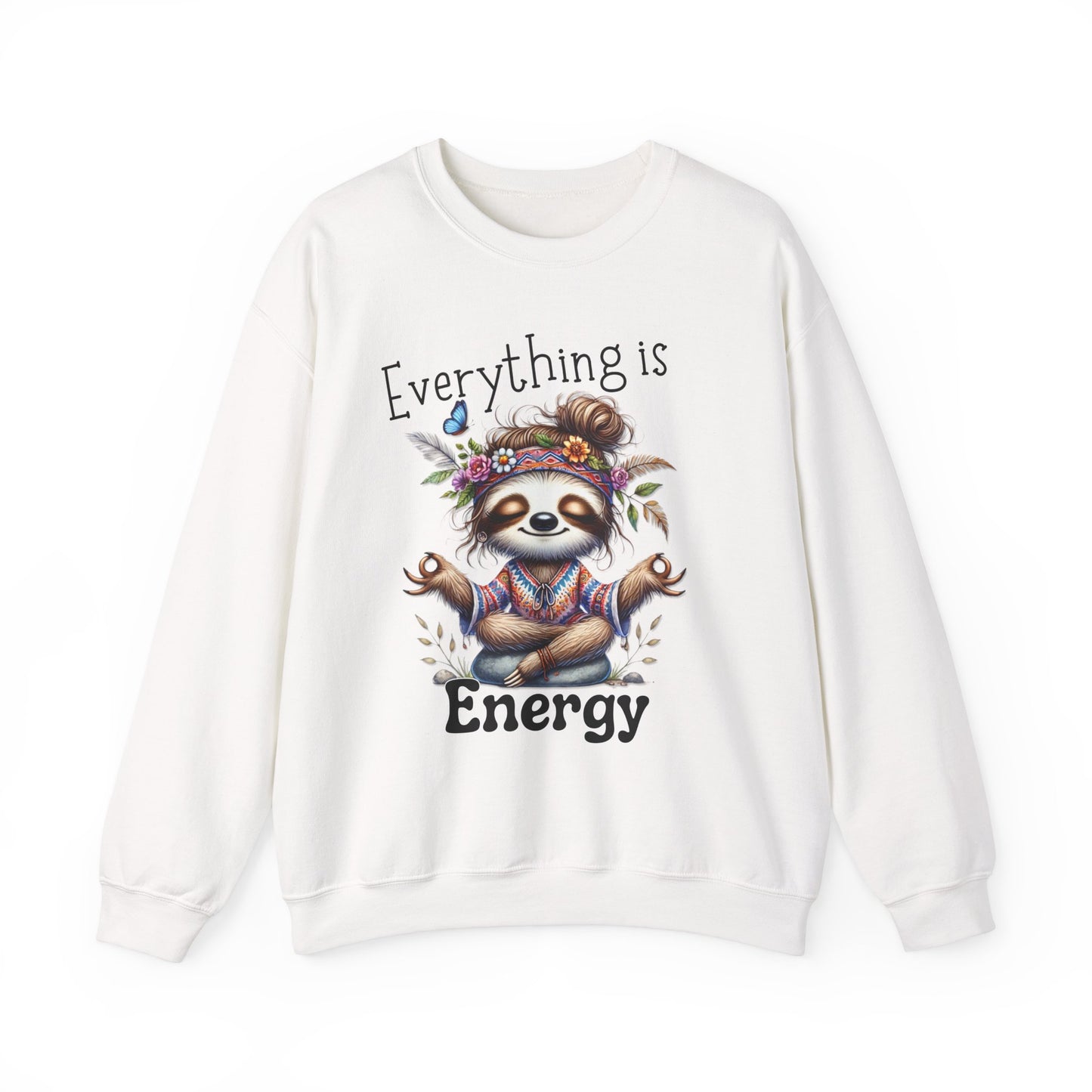Everything is Energy Sloth Sweatshirt, Cute Animal Sweater, Gift for Nature Lovers, Cozy Crewneck for All Seasons, Mindfulness gift for her