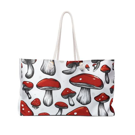 Mushrooms Weekender beach travel tote Bag, tote bag for books, weekend large crafter tote, cute hippy tote for women, gift for her friend