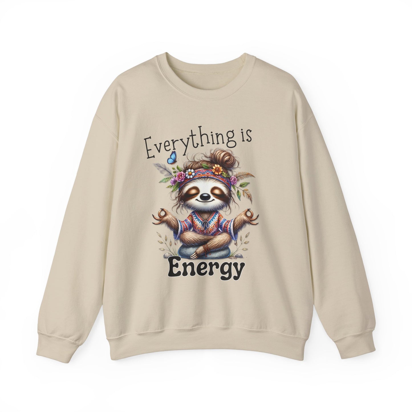 Everything is Energy Sloth Sweatshirt, Cute Animal Sweater, Gift for Nature Lovers, Cozy Crewneck for All Seasons, Mindfulness gift for her