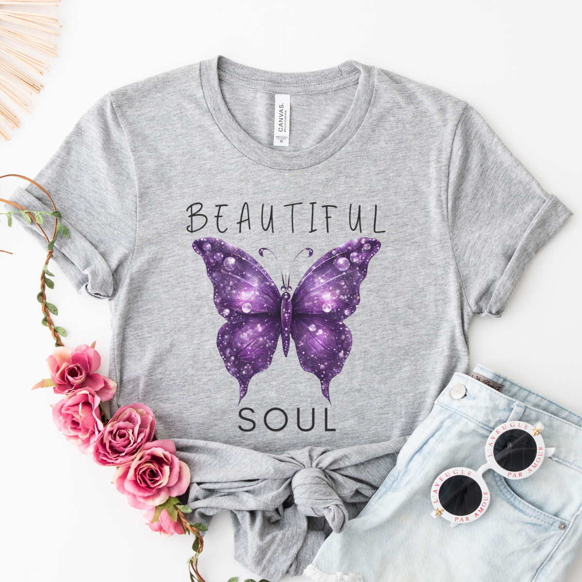 Beautiful Soul womens butterfly T-shirt, positivr motivational inspirational Shirt, encouraging Tee, Beautiful Soul gift, Trendy gifts for her,