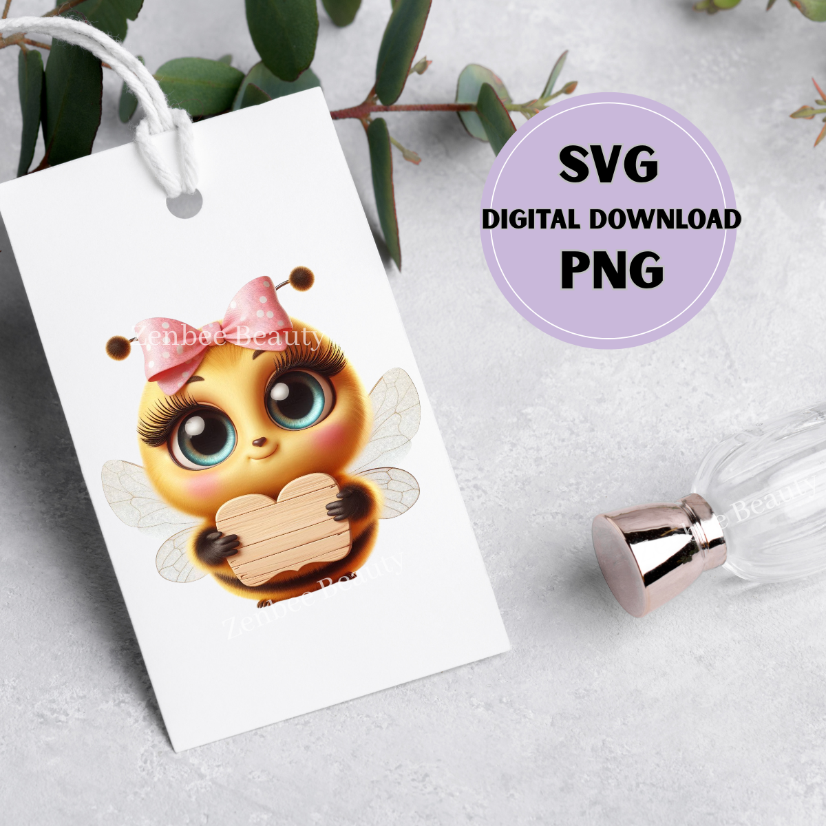 Bumble Bee SVG PNG Digital download, Cute Bee Holding Blank Sign, digital download for Sublimation, Cricut, Silhouette, POD & Crafting