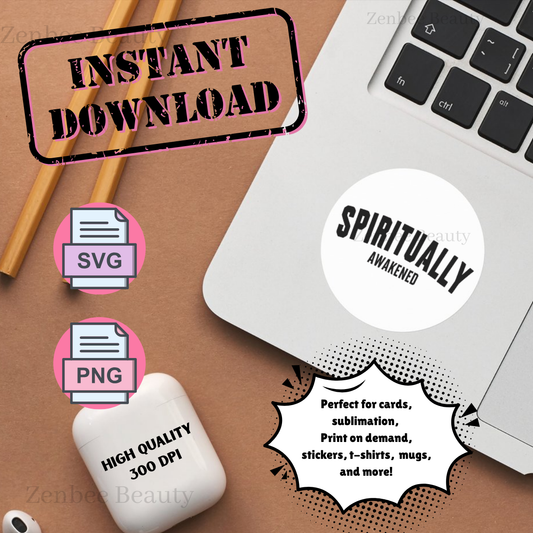 Spiritually Awakened SVG PNG Digital Download | Spiritual Quote Cut File for Cricut & Silhouette | Boho Mindfulness Sublimation PNG, crafter