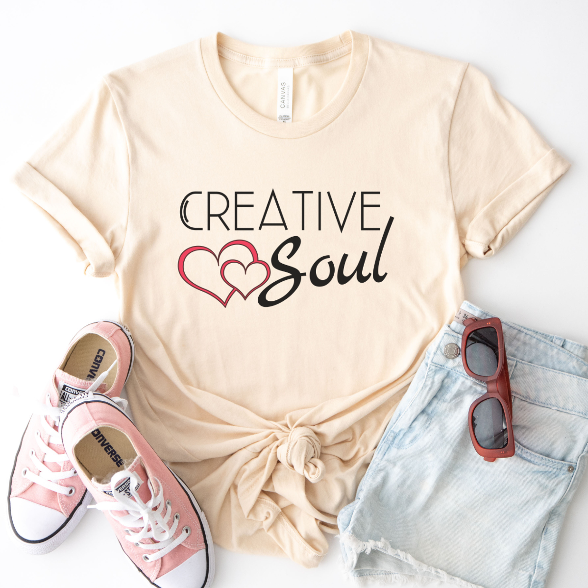 Creative Soul hearts Women's motivational inspirational Tshirt, crafter Tee, simple heart Soul shirt, positive gift for her, friend teen