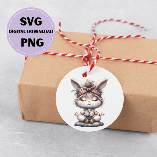 cute bunny meditating Svg Png Digital download, kawaii yoga rabbit, instant download for Sublimation, Cricut, Silhouette, POD & Crafting
