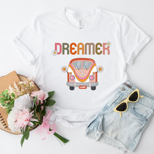 Retro Dreamer womens T-shirt, boho hippy shirt, inspirational dreamer t-shirt, retro dreamer Tees, motivational gifts for her
