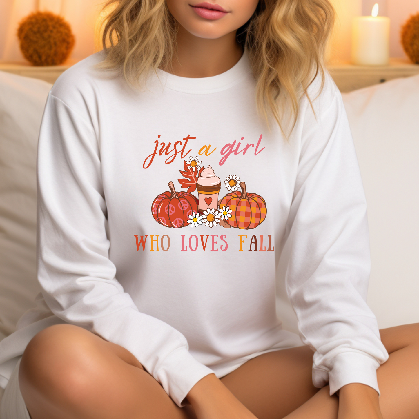 just a girl loves Fall Sweatshirt, pumpkin sweatshirt, cute fall shirt for women, Halloween sweatshirt, pumpkin shirt, Thanksgiving shirt, womens fall long sleeve, women fall sweatshirt.