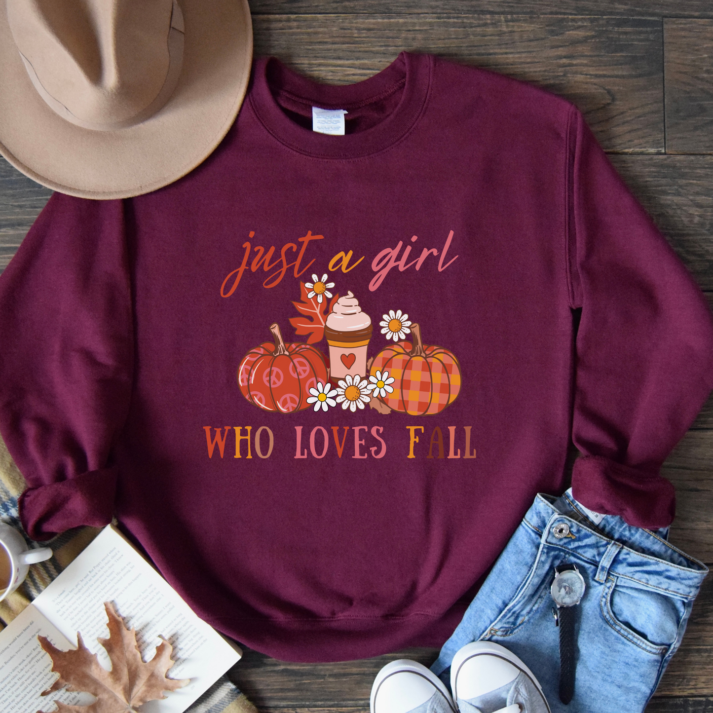 just a girl loves Fall Sweatshirt, pumpkin sweatshirt, cute fall shirt for women, Halloween sweatshirt, pumpkin shirt, Thanksgiving shirt, womens fall long sleeve, women fall sweatshirt.