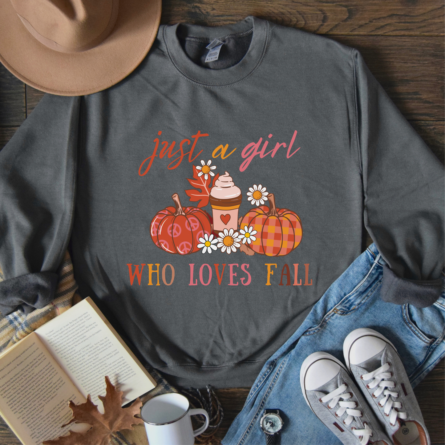just a girl loves Fall Sweatshirt, pumpkin sweatshirt, cute fall shirt for women, Halloween sweatshirt, pumpkin shirt, Thanksgiving shirt, womens fall long sleeve, women fall sweatshirt.