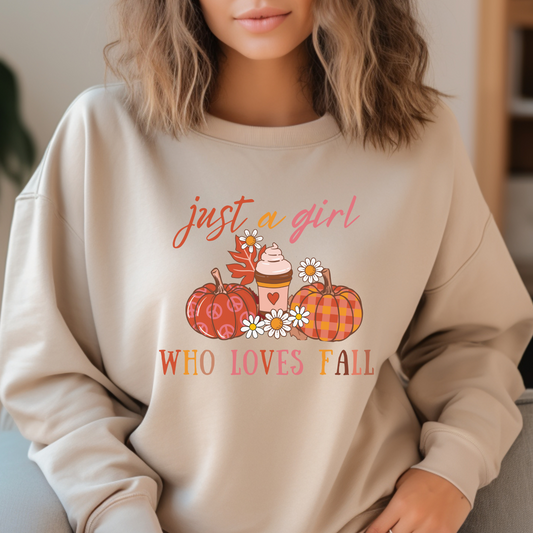 just a girl loves Fall Sweatshirt, pumpkin sweatshirt, cute fall shirt for women, Halloween sweatshirt, pumpkin shirt, Thanksgiving shirt, womens fall long sleeve, women fall sweatshirt.