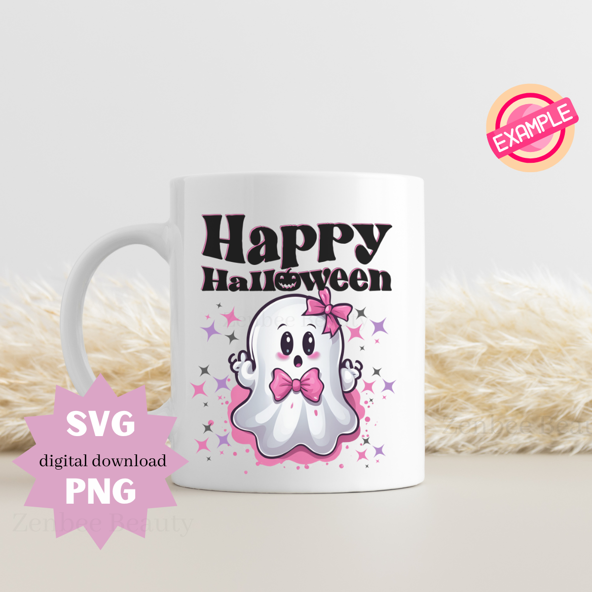 Happy Halloween Cute Ghost SVG PNG | Kawaii Halloween Clipart Digital Download