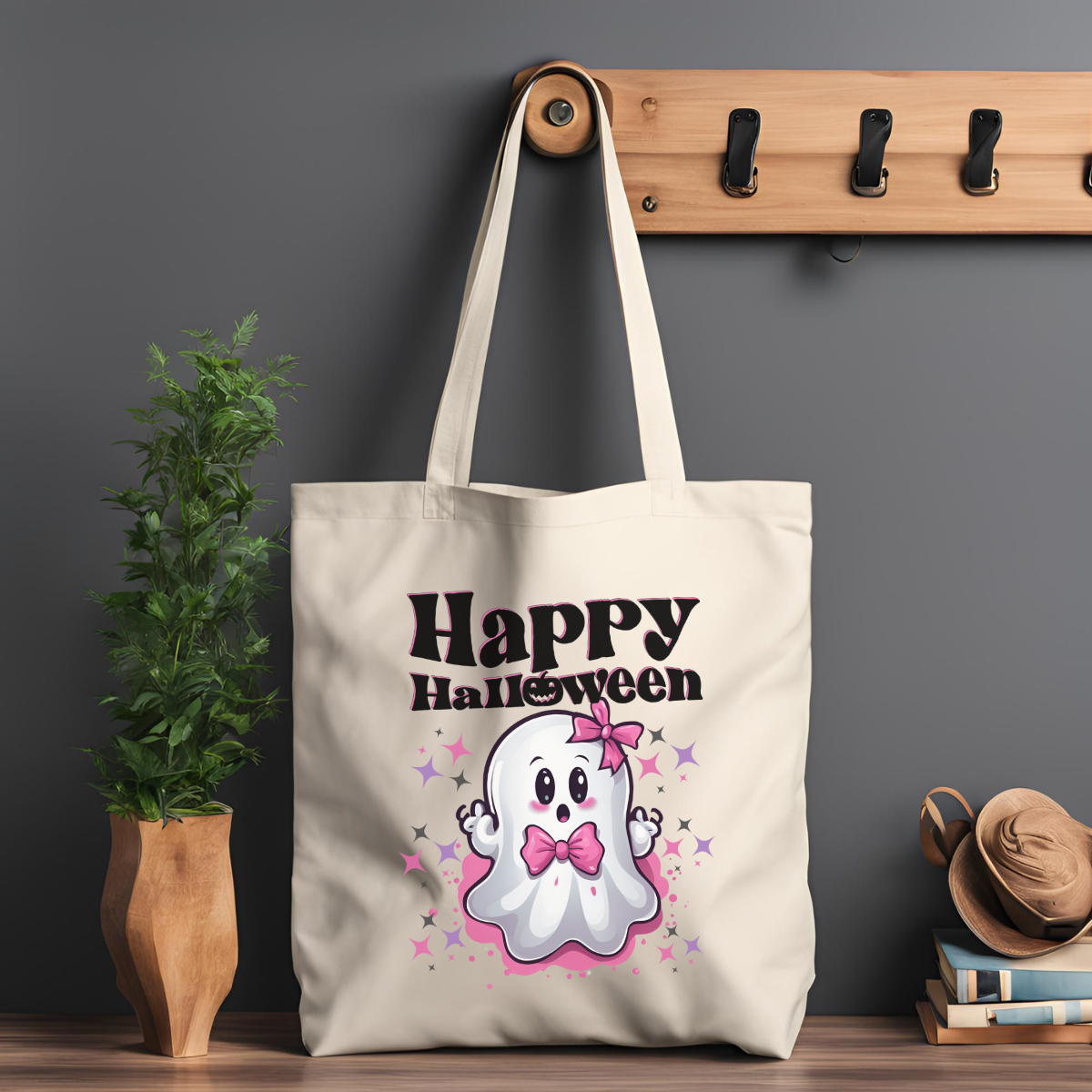 Happy Halloween Cute Ghost SVG PNG | Kawaii Halloween Clipart Digital Download