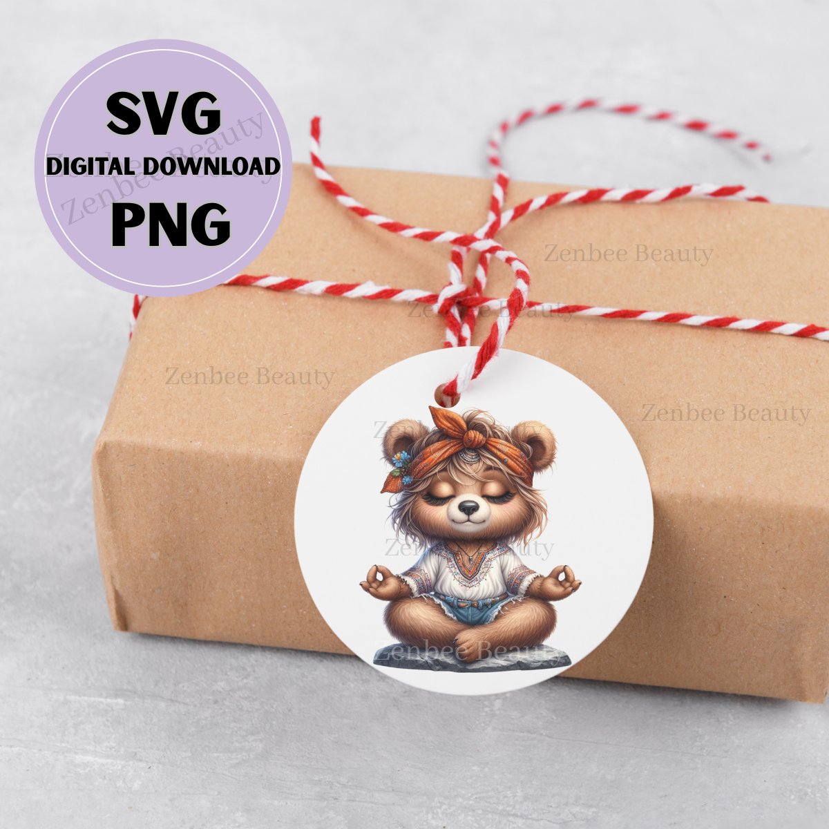 Boho Bear SVG PNG | Meditating Bear Clipart cut file | Cute Yoga Bear instant Digital Download for Sublimation Svg, Cricut, Silhouette, POD & Crafts