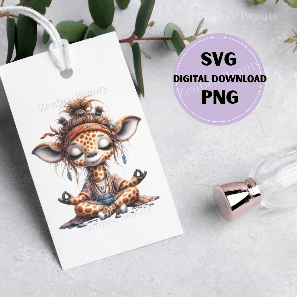 Boho Giraffe SVG PNG | Meditating cute Giraffe Clip art cut file | Cute Yoga Digital Download for Sublimation, stickers, Cricut, Silhouette, POD & Crafts