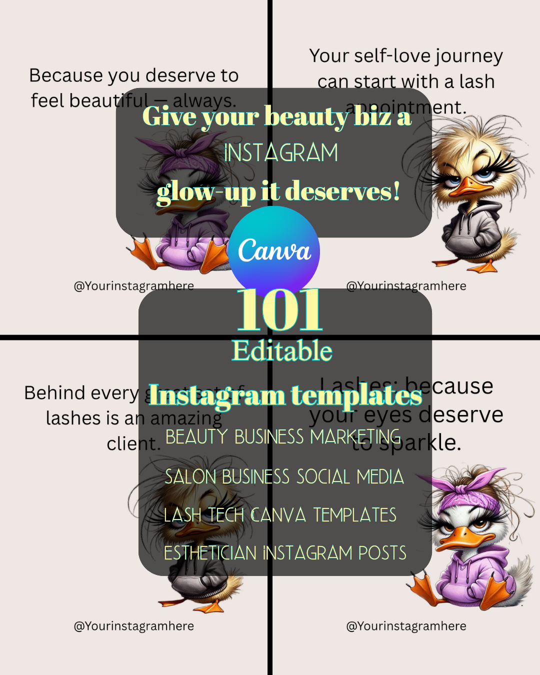 101 Editable Instagram Post Templates for Lash Techs, Estheticians & Salon Owners | Canva Social Media Quotes