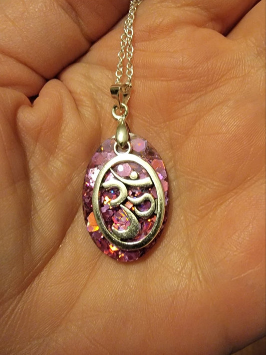 ohm charm pink handmade pendant necklace