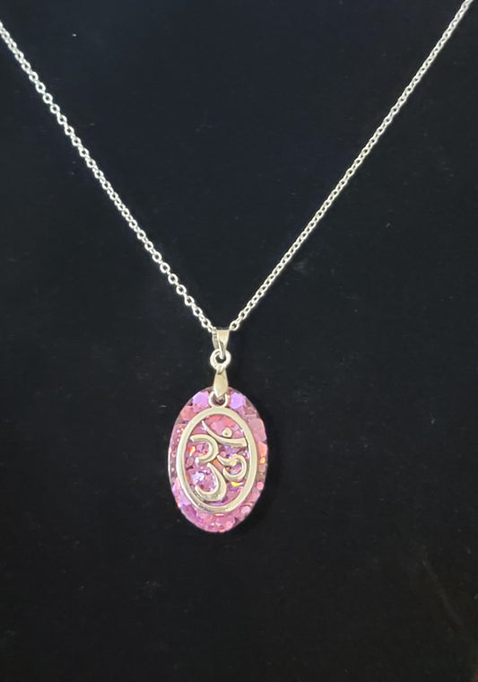 ohm charm pink handmade pendant necklace