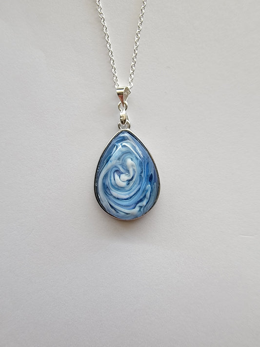 Blue & white pendant Necklace, handmade, gifts for her,