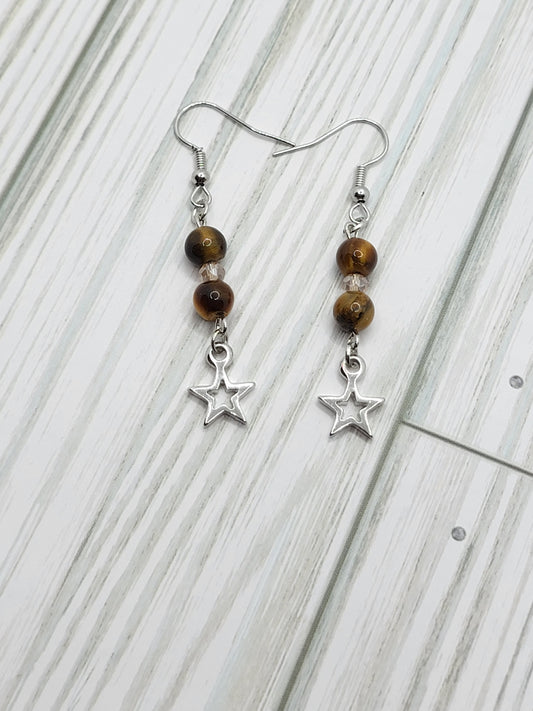 Tiger's eye earrings, natural crystal stone earrings, dangle earring, handmade earrings,  handmade jewelry, gifts for her.
