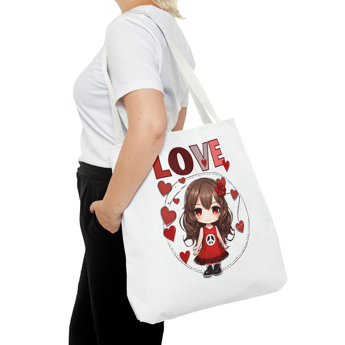 Love cute trendy tote bag, bag for books, weekender tote bag, small craft tote bag, hippie bag, valentine's gift for her