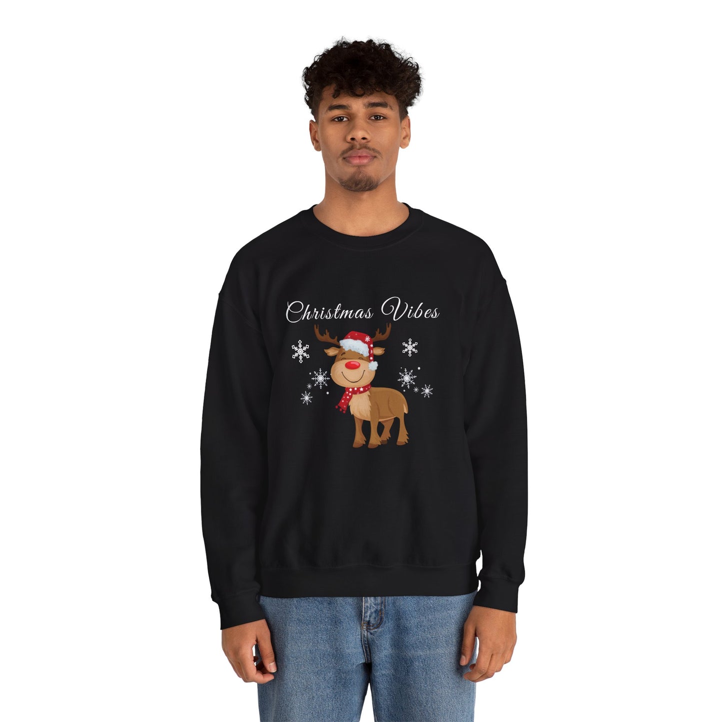 Christmas Vibes reindeer Sweatshirt, holiday funny winter shirt for women