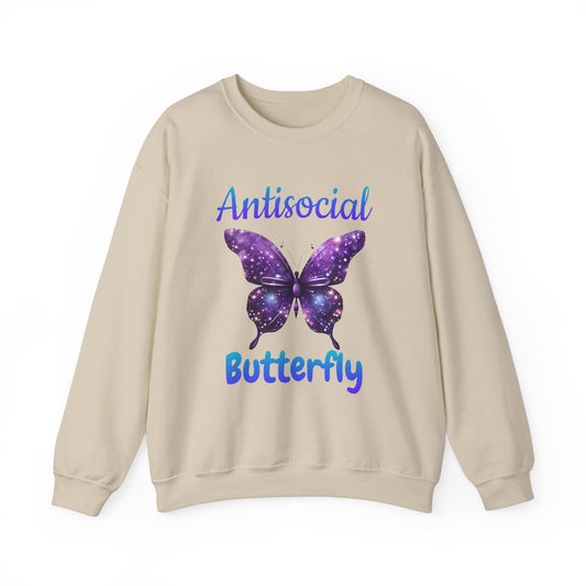 Antisocial Butterfly woman's graphic Sweatshirt, Butterfly shirt, introvert shirt, homebody sweatshirt, antisocial butterfly top, gifts