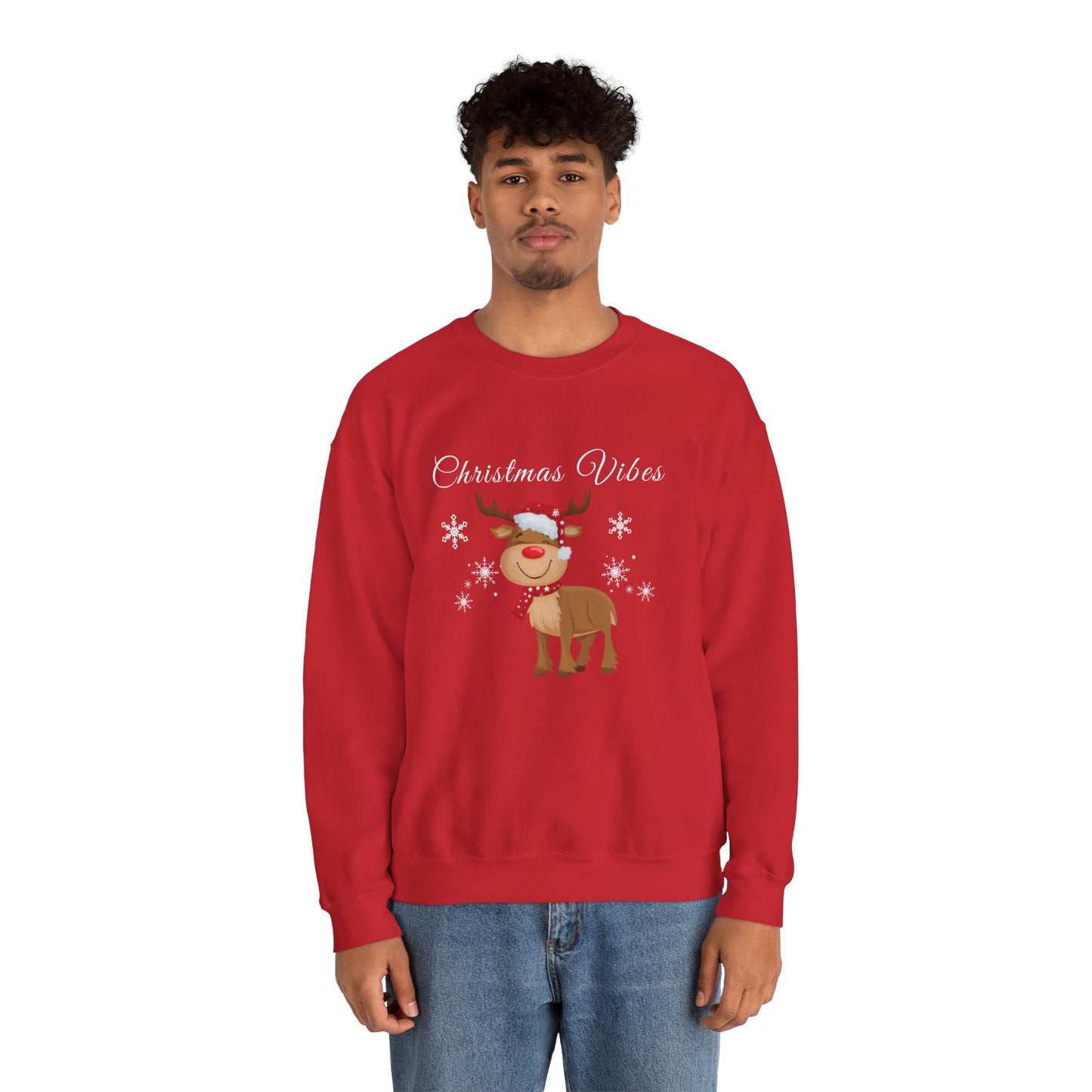 Christmas Vibes reindeer Sweatshirt, holiday funny winter shirt for women