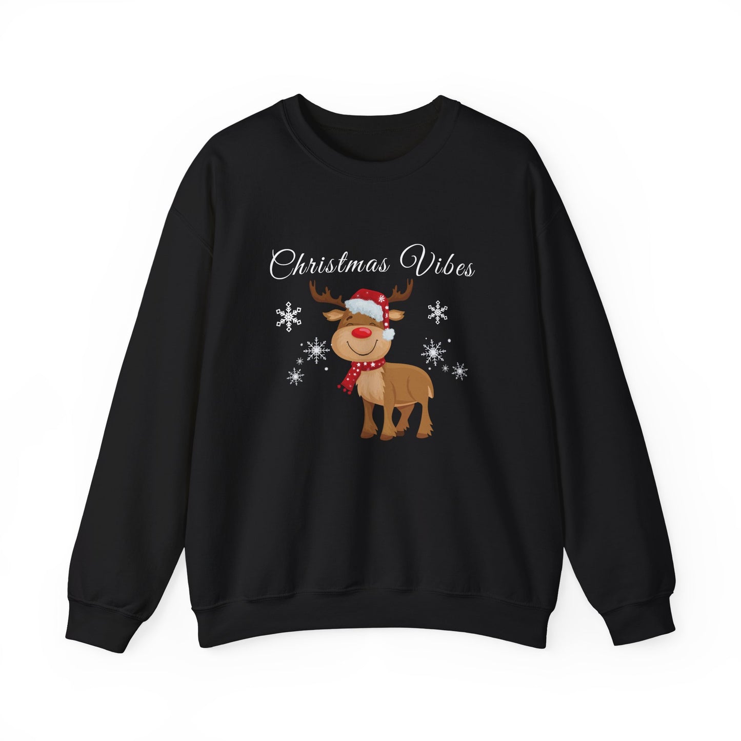 Christmas Vibes reindeer Sweatshirt, holiday funny winter shirt for women