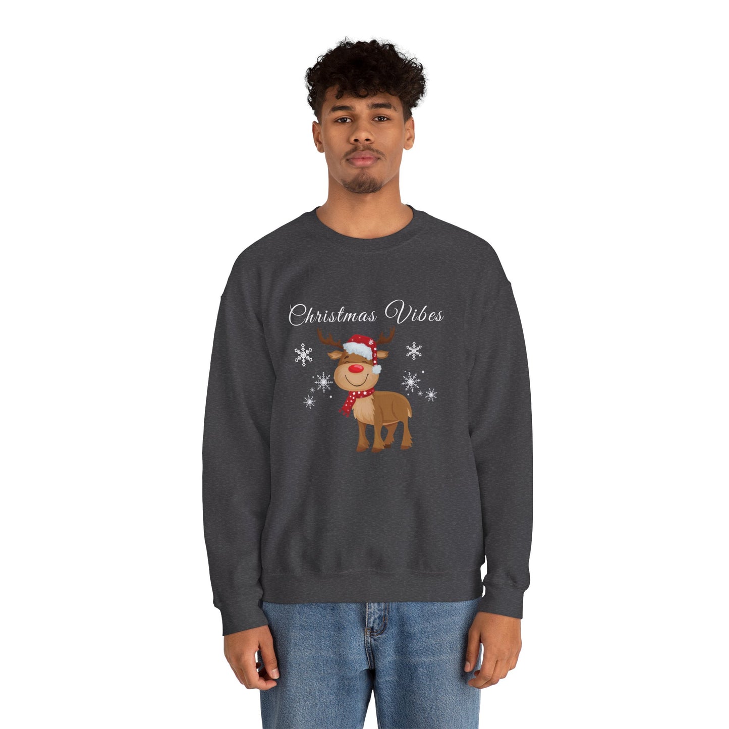 Christmas Vibes reindeer Sweatshirt, holiday funny winter shirt for women