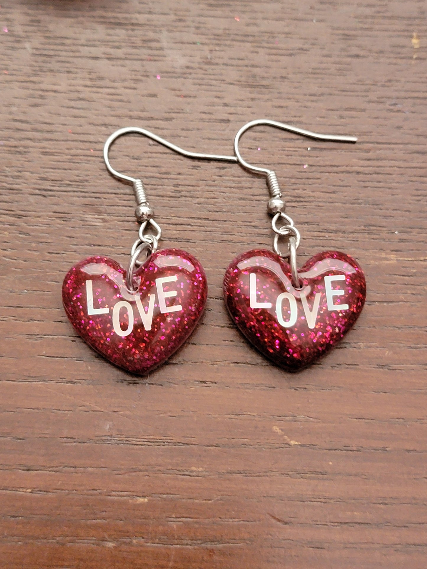 Love Valentine's heart cute drop earrings, simple heart earrings, handmade jewlery for women, gifts for her