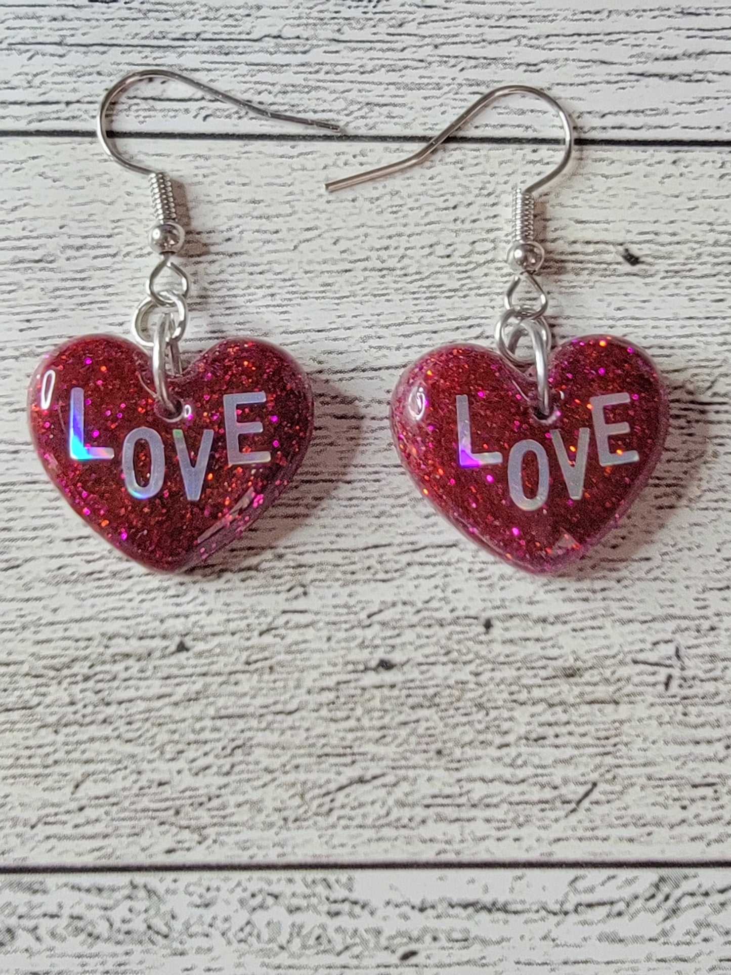 Love Valentine's heart cute drop earrings, simple heart earrings, handmade jewlery for women, gifts for her