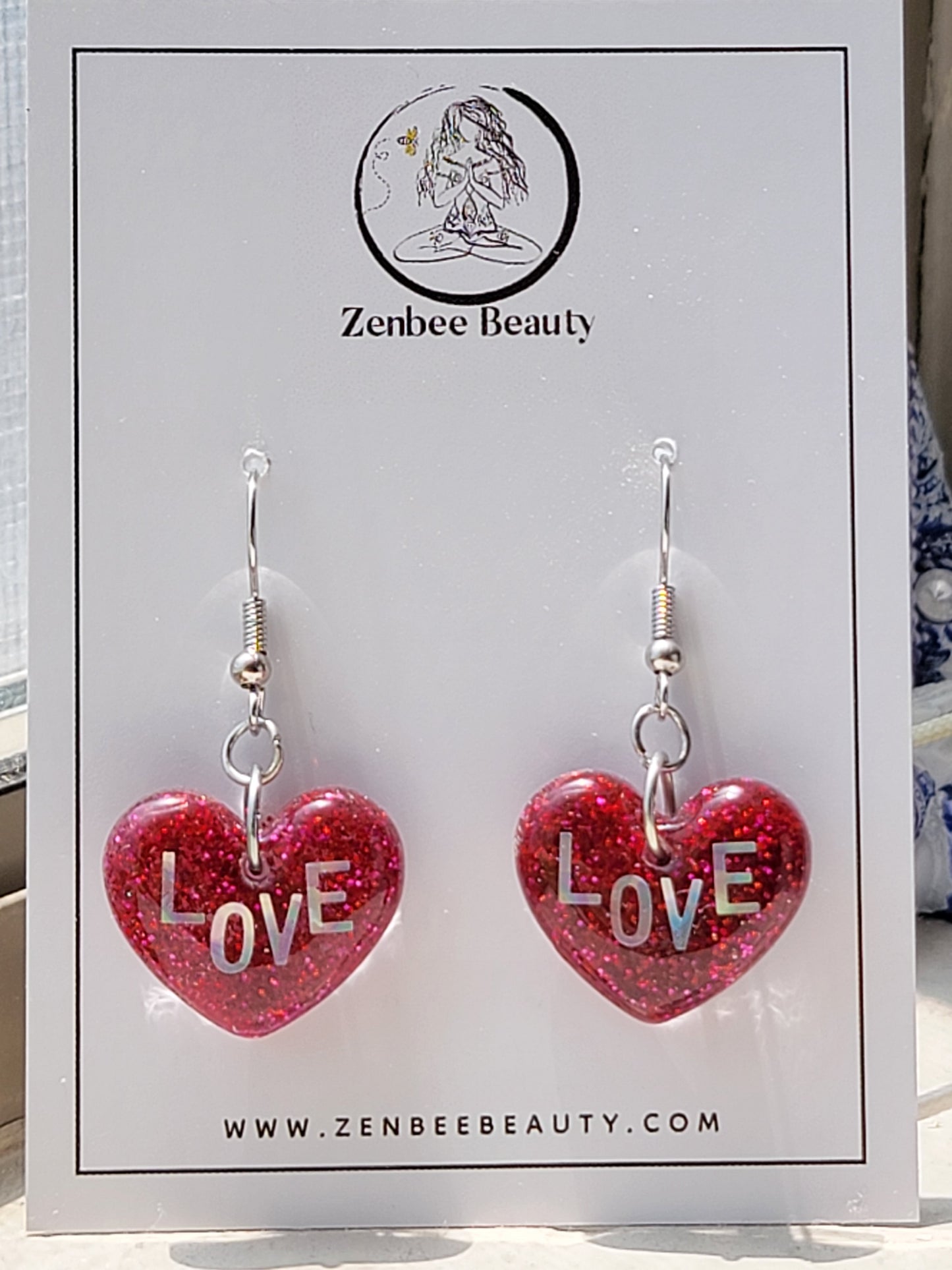 Love Valentine's heart cute drop earrings, simple heart earrings, handmade jewlery for women, gifts for her