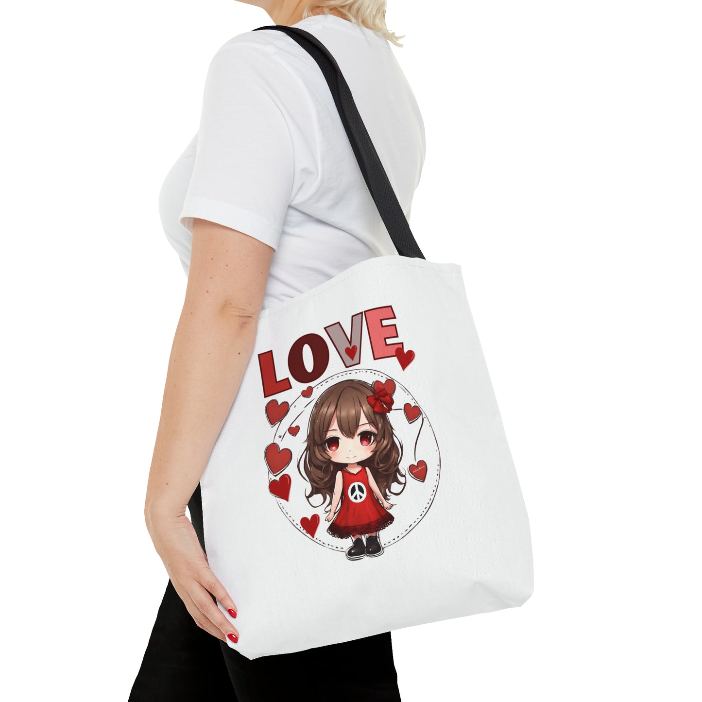 Love cute trendy tote bag, bag for books, weekender tote bag, small craft tote bag, hippie bag, valentine's gift for her