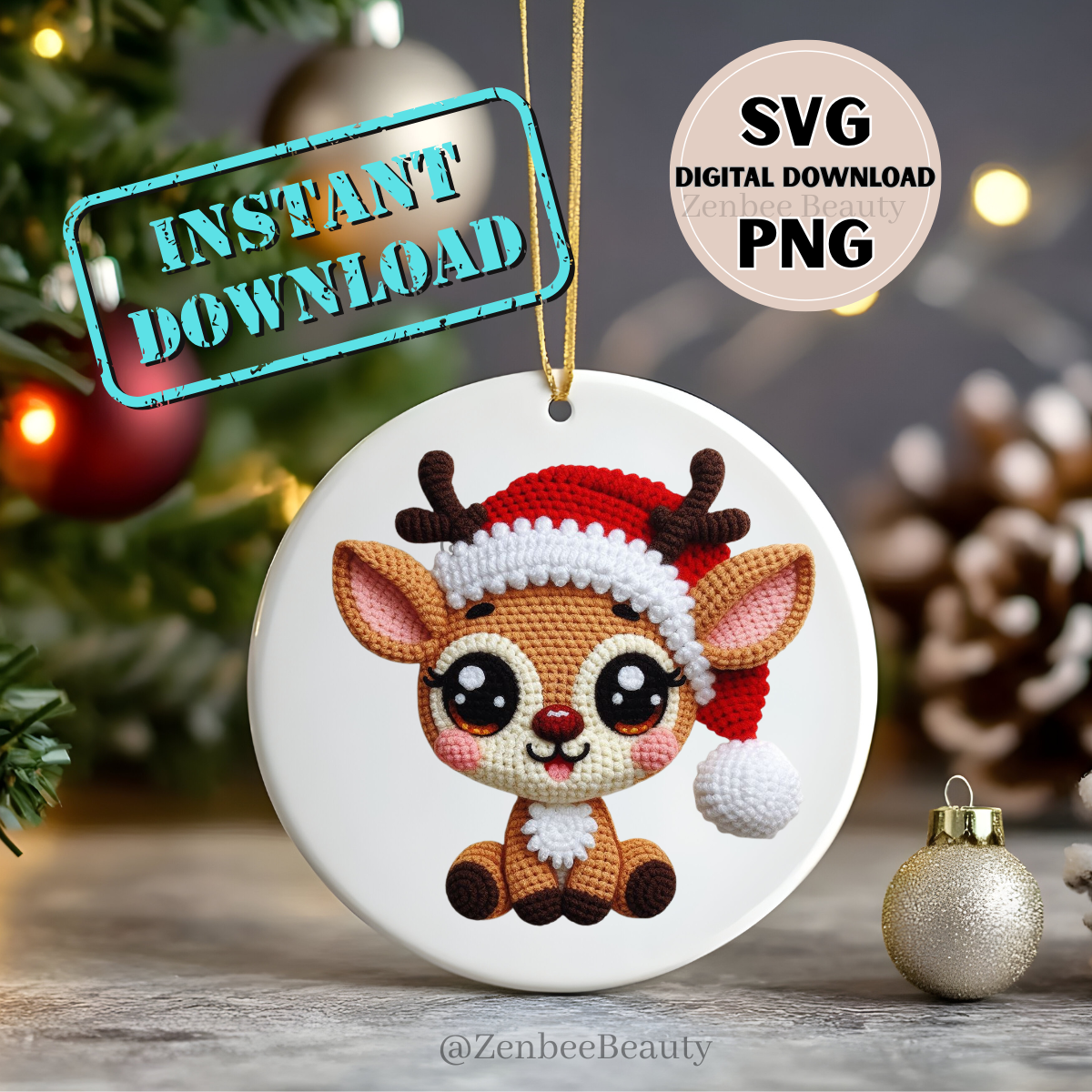 Crochet Baby Reindeer Christmas SVG and PNG Digital Download for cricut crafters