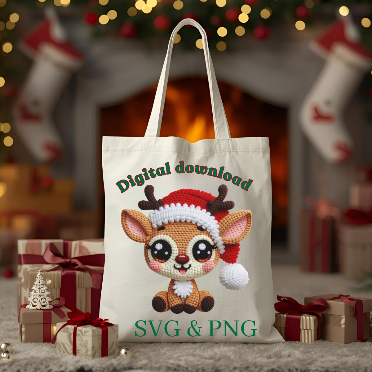 Crochet Baby Reindeer Christmas SVG and PNG Digital Download for cricut crafters