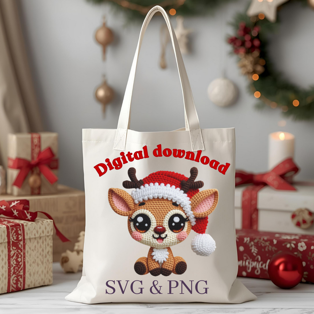 Crochet Baby Reindeer Christmas SVG and PNG Digital Download for cricut crafters