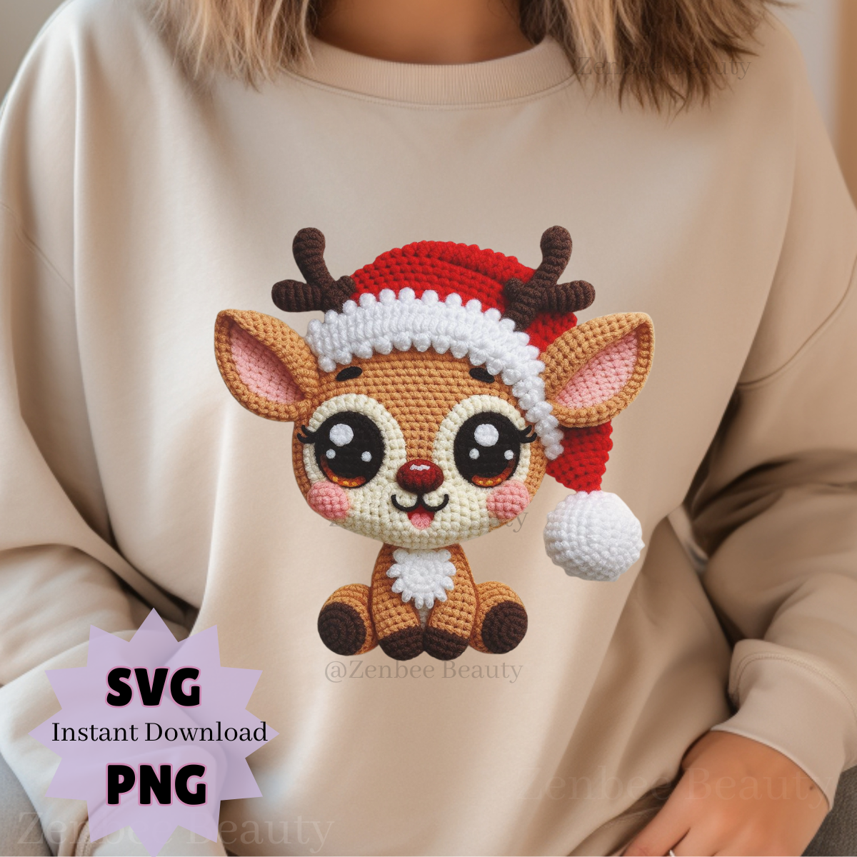 Crochet Baby Reindeer Christmas SVG and PNG Digital Download for cricut crafters