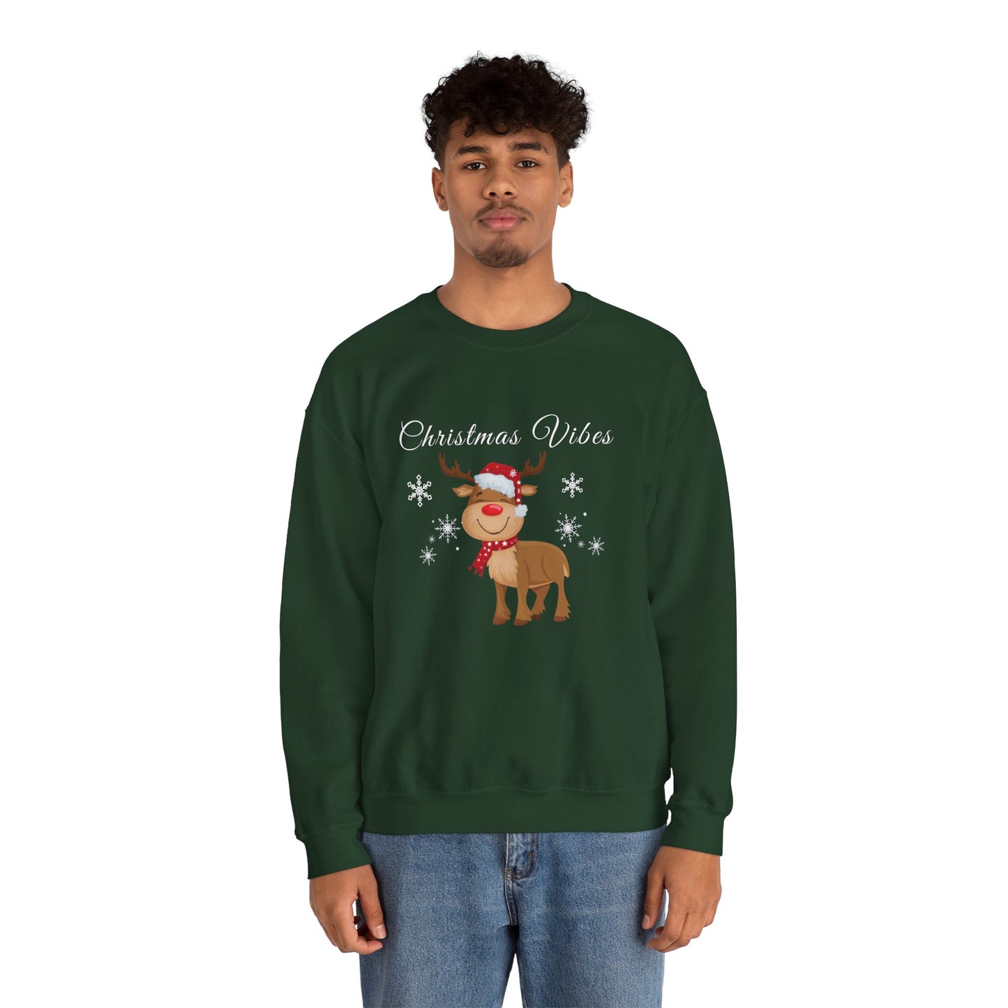 Christmas Vibes reindeer Sweatshirt, holiday funny winter shirt for women