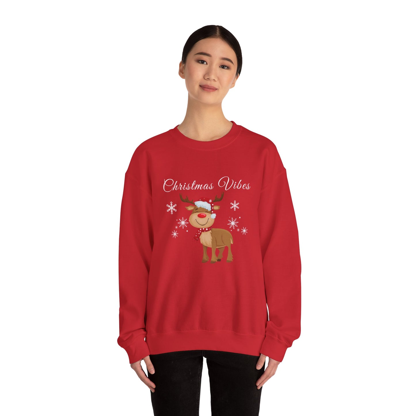 Christmas Vibes reindeer Sweatshirt, holiday funny winter shirt for women