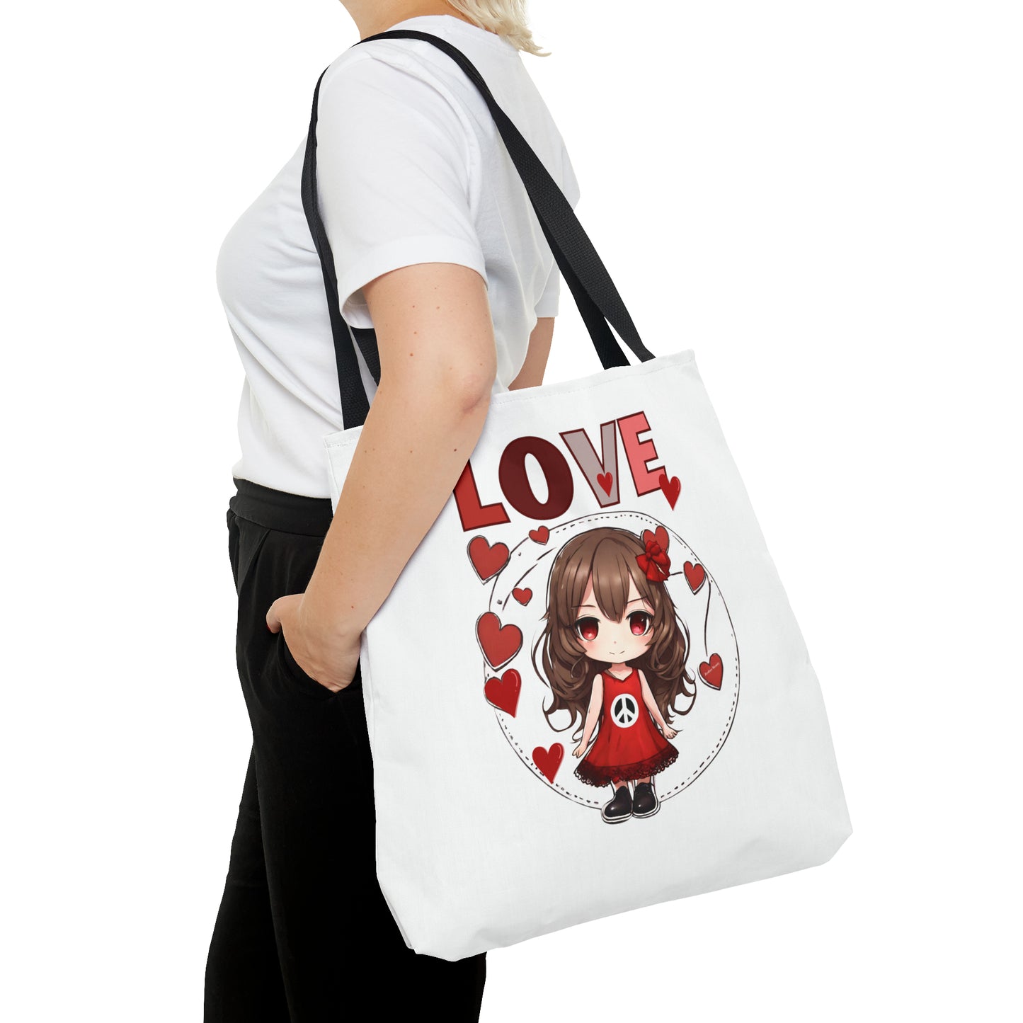 Love cute trendy tote bag, bag for books, weekender tote bag, small craft tote bag, hippie bag, valentine's gift for her