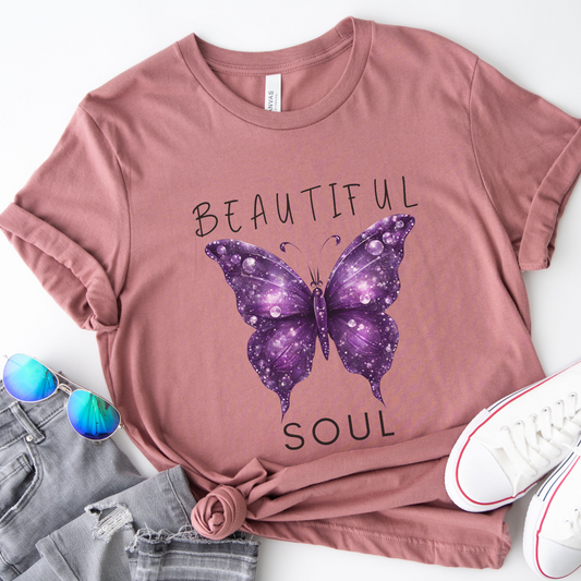 Beautiful Soul women's butterfly T-shirt, positive motivational inspirational Shirt, encouraging Tee, Beautiful Soul gift, Trendy gifts for her,