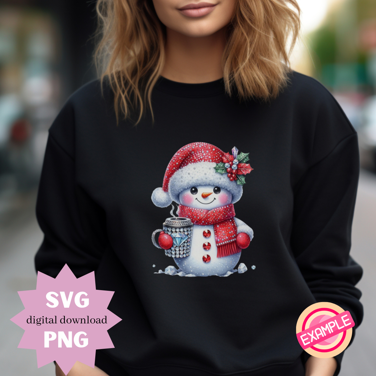 Bedazzled Snowman PNG – Sparkly Rhinestone Christmas Clipart for Sublimation