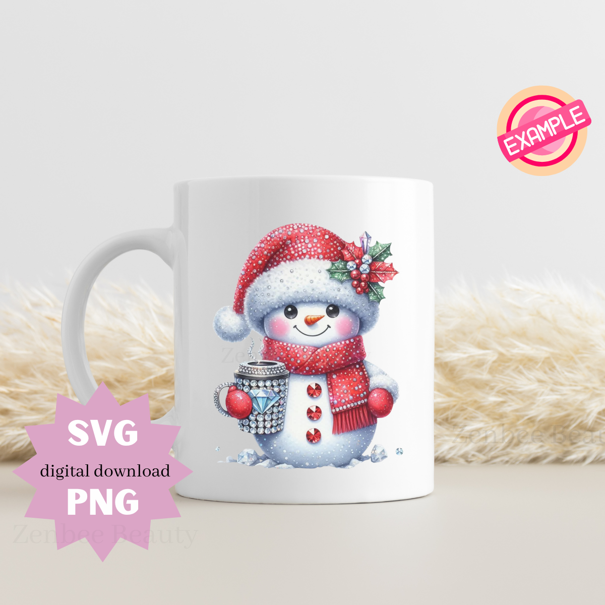 Bedazzled Snowman PNG – Sparkly Rhinestone Christmas Clipart for Sublimation