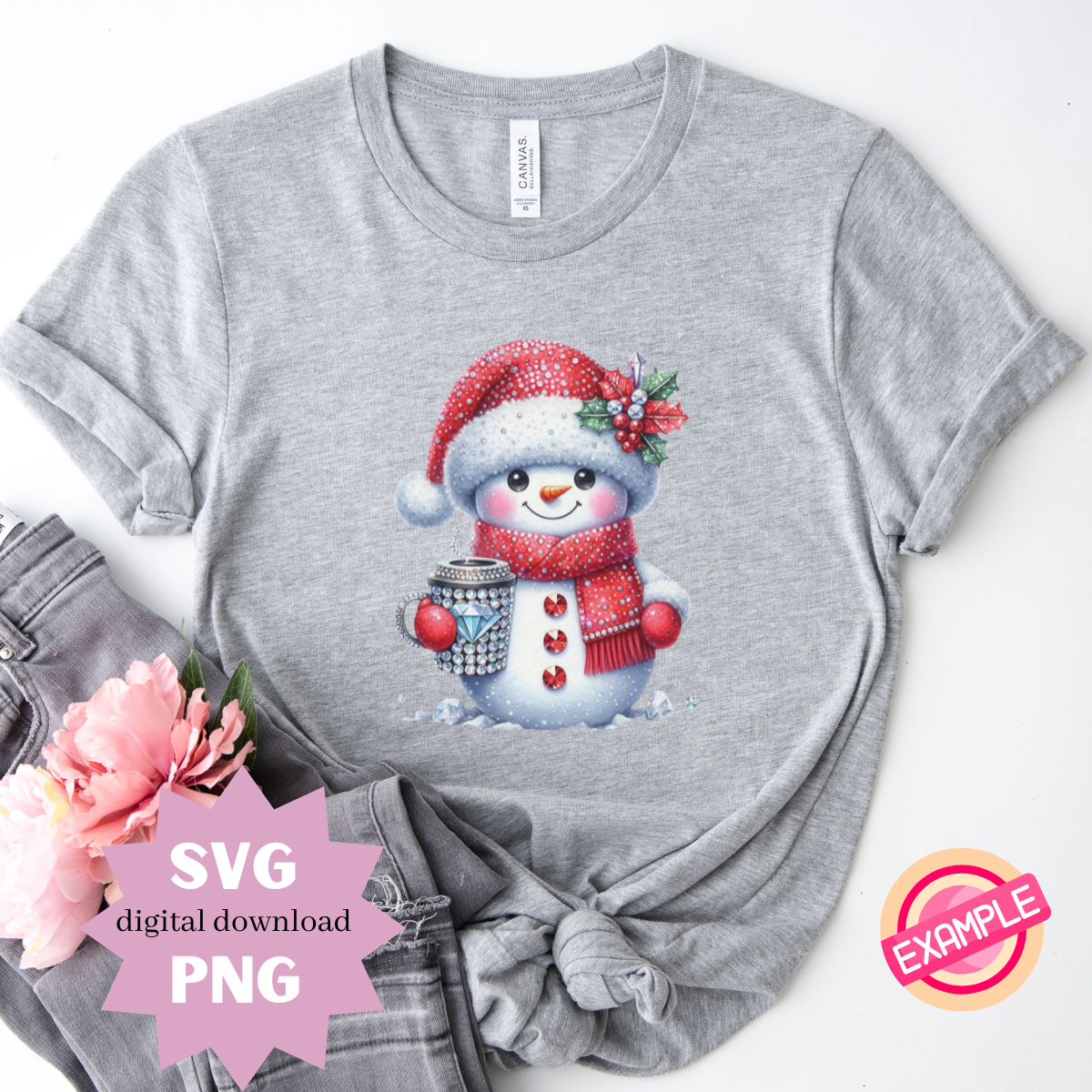 Bedazzled Snowman PNG – Sparkly Rhinestone Christmas Clipart for Sublimation